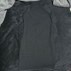 Black Ribbed Halter Dress